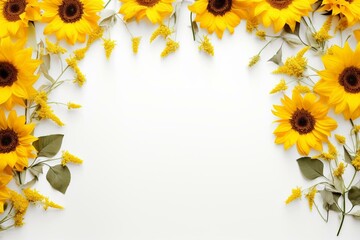 frame of sunflowers background illustration, Graphic Illustration Flower Garland
