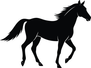 horse silhouette vector, running horse vector illustration