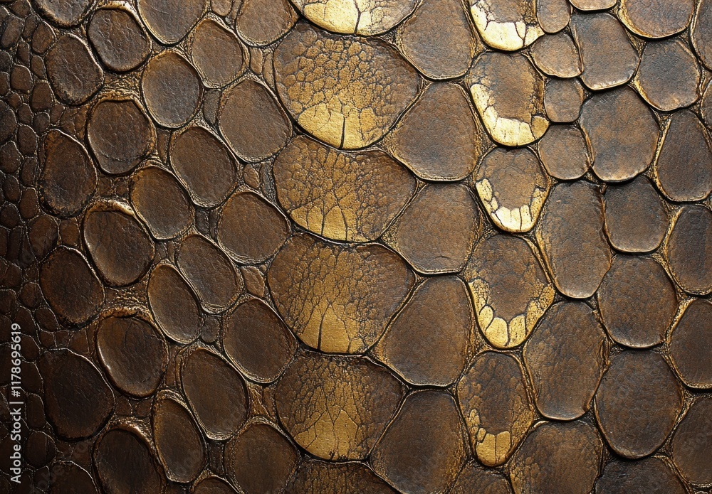 Poster close-up view of textured animal skin with intricate patterns and natural glossy finish, showcasing 