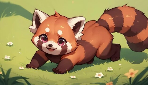 Cute baby red panda