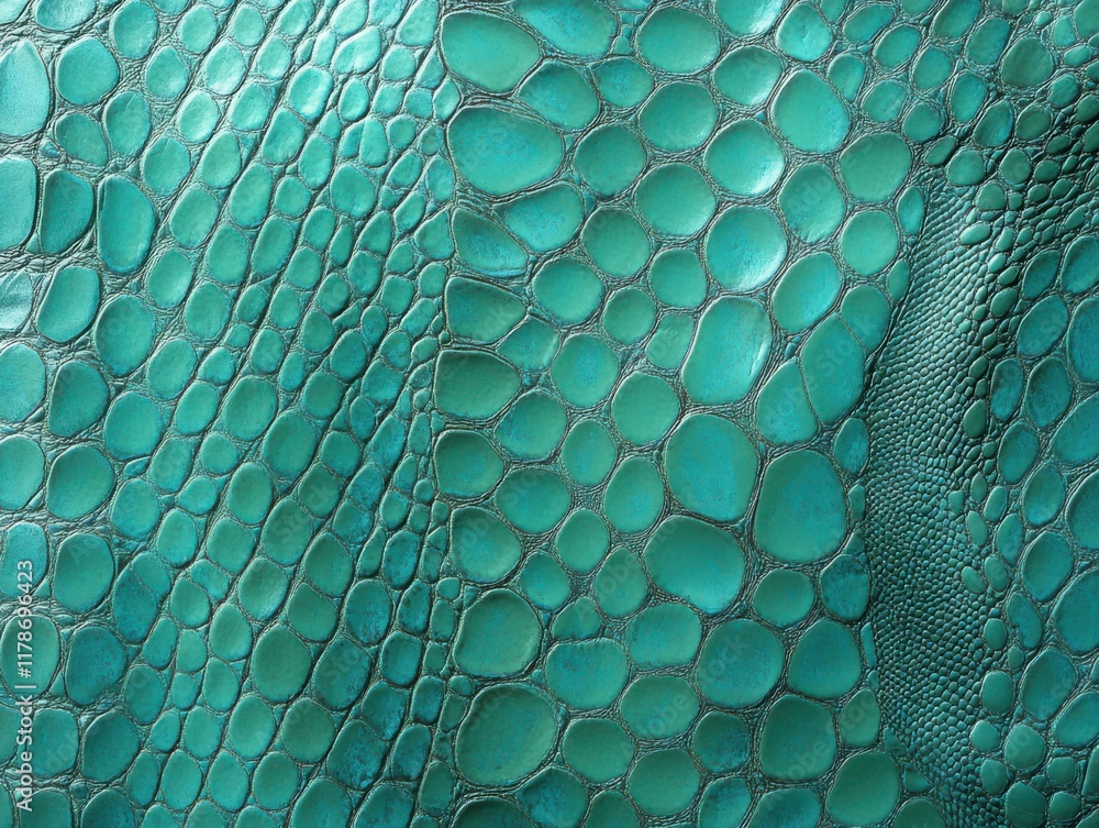Poster close-up view of textured turquoise skin with unique patterning and detailed scales capturing natura