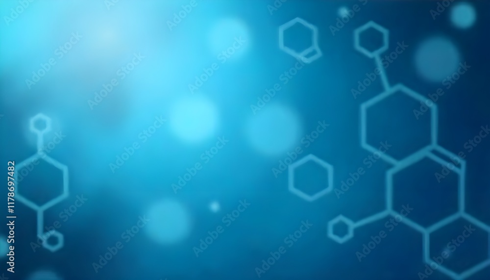 Poster a creative blurry background with soft shades of blue, featuring subtle chemical-inspired patterns a