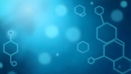 Fototapeta premium A creative blurry background with soft shades of blue, featuring subtle chemical-inspired patterns and molecular shapes