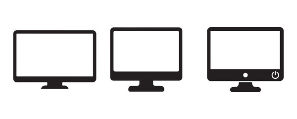 Computer monitor icon set vector on white background 