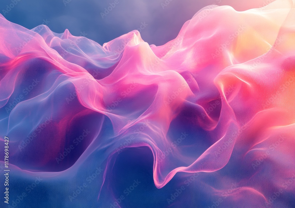 Poster Surreal Pastel Tech Waves Abstract Digital Fluidity in Quantum-Inspired Art