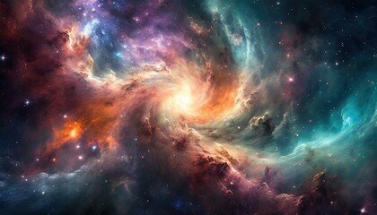 Swirling Nebula in Space with Vibrant Colors