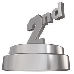 3d render podium with number 2. second place concept. second silver