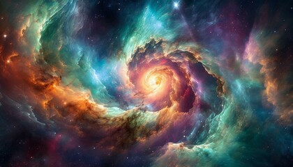 Vibrant Swirling Nebula in Deep Space