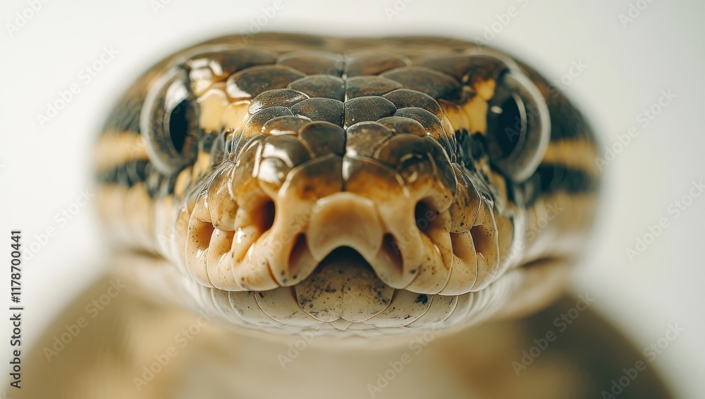 Poster detailed close-up of a snake head capturing the intricate patterns and textures of scales with a sof