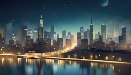 Obraz premium Minimalist Night City Lightscape with Blurred Aesthetic