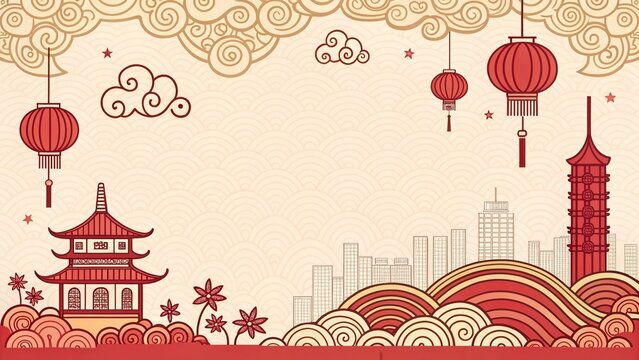  Chinese new year doodle art illustration background