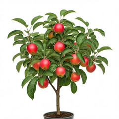 Obraz premium a small apple tree with red apples isolated on a white background