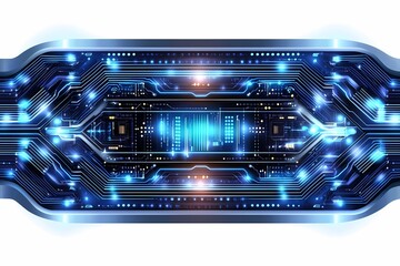 Obraz premium Futuristic Blue Circuit Board with Glowing Elements and Patterns