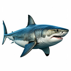 Obraz premium great white shark 3d render with white background and open mouth showing sharp teeth