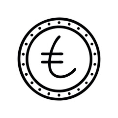 Simple Black and White Euro Coin Symbol, vector illustration.