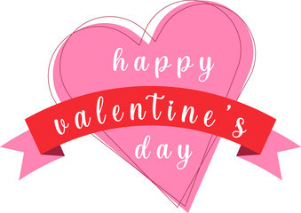 Happy Valentine's Day lettering greeting label