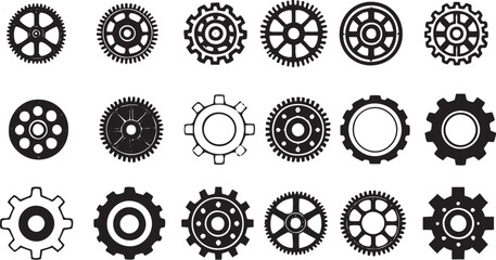 Gear Wheel Icon Set | Simple Cogwheel Collection | Vector Gear Icons