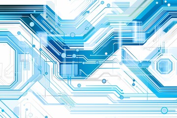 Abstract Blue Circuit Pattern with Lines and Geometric Shapes