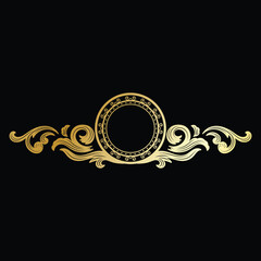 Circular Golden Border Frame Vintage Royal Badge Emblem Stamp Label Logo Design