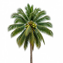 isolated tropical green palm tree with coconuts on white background  summer vacation travel  tropical nature scene