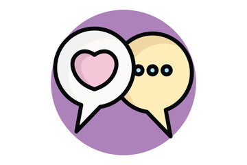 Talk icon. colored outline icon style. talk with heart. icon related to valentine. valentine day elements vector illustration