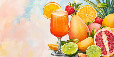 Tropischer Cocktail, Tropische Fr&uuml;chte Mix, Frische Vitamine