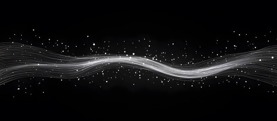 Obraz premium Abstract Black and White Digital Landscape with Dotted Waves and Starry Sky