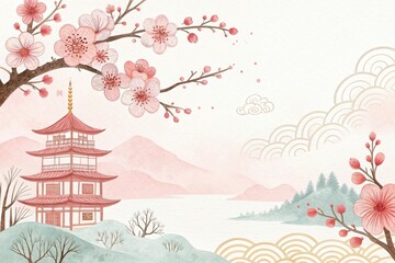 Chinese new year watercolor art illustration background