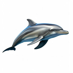 Fototapeta premium beautiful gray dolphin jumping out of water isolated on white background sea animal marine mammal 3d illustration