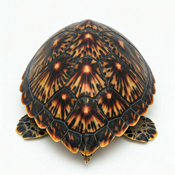 sea turtle shell close up view isolated on white background