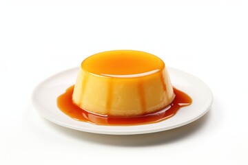 Dessert plate flan food.