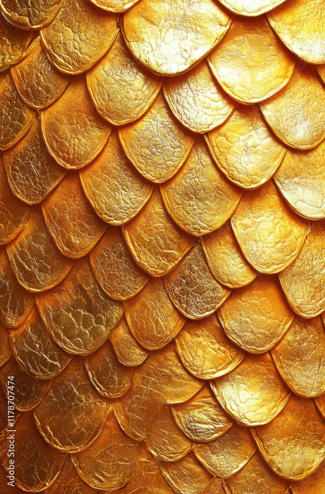 Aufkleber golden scales texture showing iridescent patterns and detailed overlapping layers ideal for backgrou