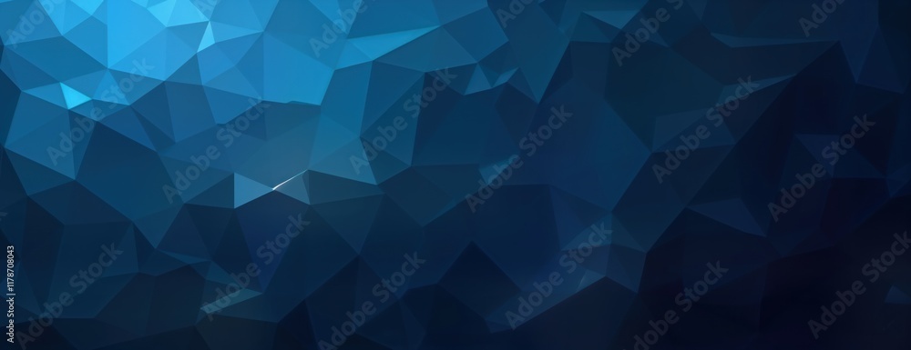 Poster abstract 3d crystal background illustration. facetted blue crystal pattern. wide panorama. polygonal