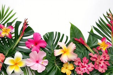 Tropical flowers border plant outdoors nature.