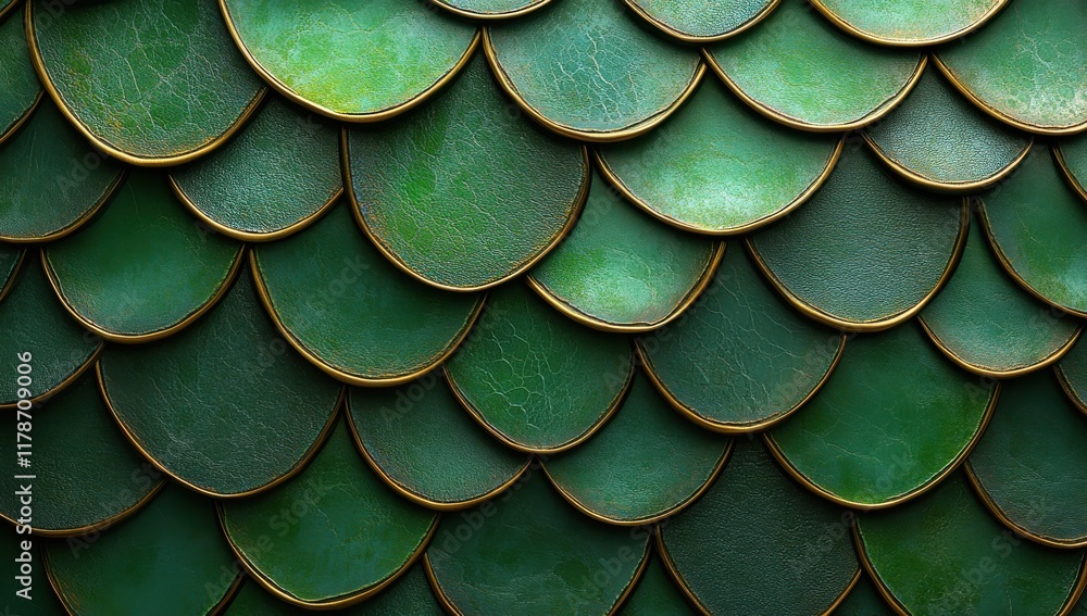 Poster intricate green scale pattern with glossy texture and metallic accents ideal for fantasy themed back