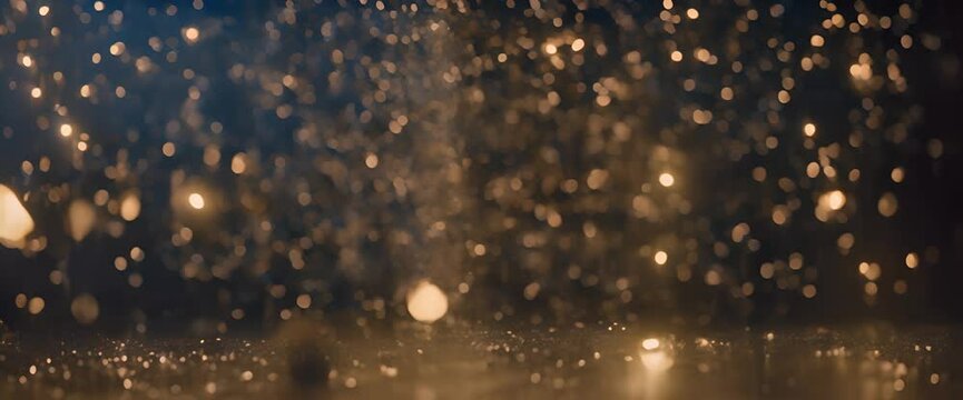 A shower of blue and silver confetti rolled out, sparkling like tiny stars, with the background being dark black, creating a magical night sky effect