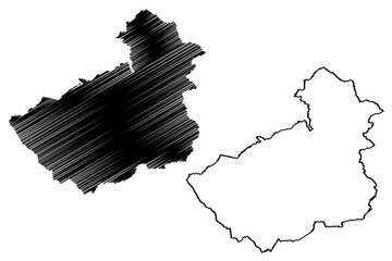 Metropolitan borough of Kirklees (United Kingdom of Great Britain and Northern Ireland, Metropolitan and ceremonial county West Yorkshire, England) map vector illustration, scribble sketch map