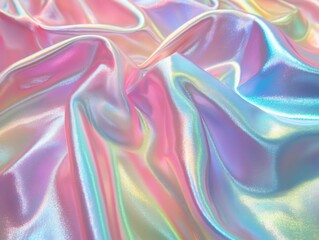 Iridescent Satin Fabric Background with Soft Pastel Colors for Fashion, Textile, or Art Projects, Perfect for Modern Design and Creative Applications