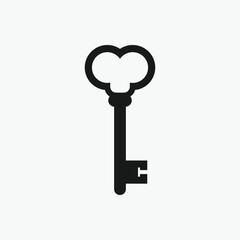 black vintage key vector illustration isolated on white background.
