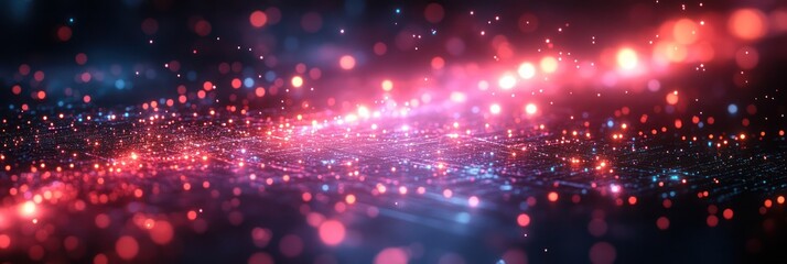 Fototapeta premium Abstract Cosmic Nebula: Red and Blue Lightscape