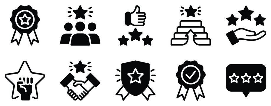 Excellence Icon Set Distinguished Solid Style Collection for Quality and Achievement