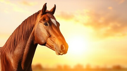 Fototapeta premium Majestic horse grazing at sunset nature scene serene environment captivating viewpoint
