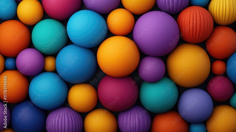 Aufkleber colorful abstract sphere patterns digital art vibrant background artistic environment top-down view 