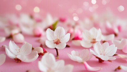 Cherry Blossoms Spring Petals Background. Copyspace for text backdrop