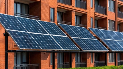 Fototapeta premium Harnessing solar energy solar panels installation on modern apartments urban environment daylight concept