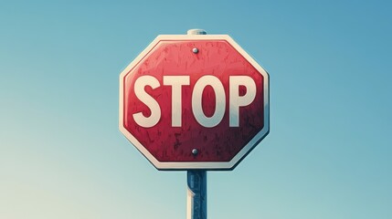 Obraz premium Rusted stop sign against a clear blue sky.