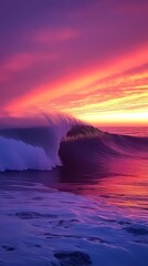 Fototapeta premium wave crashes against the shore. Phone wallpaper.