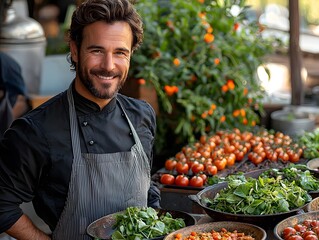 Chefpreneur Hosting Culinary Tasting Event in Urban Rooftop Garden with Fresh Produce