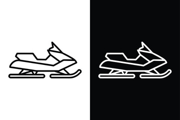 Snowmobile Sport Icon. Black Stroke Line Art and Vector Styles!