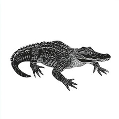 Fototapeta premium Alligator: Black and White Wildlife Illustration